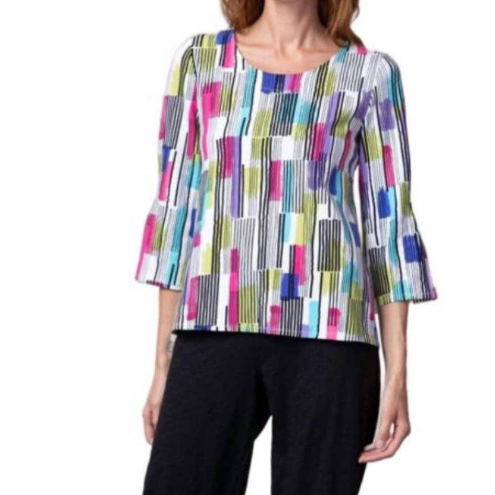 Habitat Colorful Abstract 3/4 Sleeve Tee Top